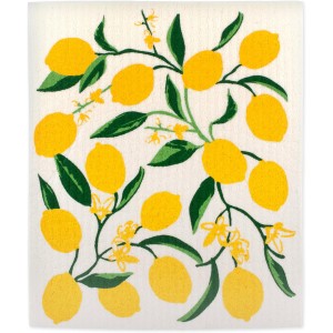 DII Swedish Dishcloths for Kitchen & Cleaning, Reusable, Machine Washable & Dishwasher Safe, Biodegradable, 7.75 x 6.75, Lemons, 3 Piece