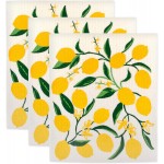 DII Swedish Dishcloths for Kitchen & Cleaning, Reusable, Machine Washable & Dishwasher Safe, Biodegradable, 7.75 x 6.75, Lemons, 3 Piece