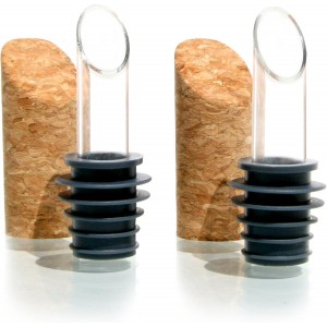 Soireehome Pourist Pair of Gourmet Glass and Cork Stopper Spouts with Silicone Gasket - 2-pack, 4 Pieces - Clean Pours for Cooking, Measuring, Bartending - Fits Most Bottles