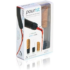 Soireehome Pourist Pair of Gourmet Glass and Cork Stopper Spouts with Silicone Gasket - 2-pack, 4 Pieces - Clean Pours for Cooking, Measuring, Bartending - Fits Most Bottles