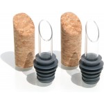 Soireehome Pourist Pair of Gourmet Glass and Cork Stopper Spouts with Silicone Gasket - 2-pack, 4 Pieces - Clean Pours for Cooking, Measuring, Bartending - Fits Most Bottles