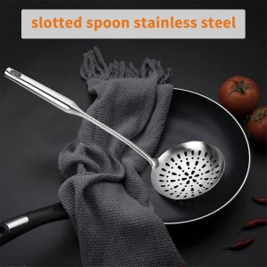 TBWHL Skimmer Slotted Spoon, Slotted Spoons for Cooking, Heavy Duty 304 Stainless Steel Slotted Spoon with Vacuum Ergonomic Handle, Comfortable Grip Design Strainer Ladle for Kitchen, 14.96 Inches