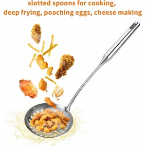 TBWHL Skimmer Slotted Spoon, Slotted Spoons for Cooking, Heavy Duty 304 Stainless Steel Slotted Spoon with Vacuum Ergonomic Handle, Comfortable Grip Design Strainer Ladle for Kitchen, 14.96 Inches