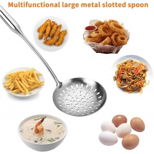 TBWHL Skimmer Slotted Spoon, Slotted Spoons for Cooking, Heavy Duty 304 Stainless Steel Slotted Spoon with Vacuum Ergonomic Handle, Comfortable Grip Design Strainer Ladle for Kitchen, 14.96 Inches