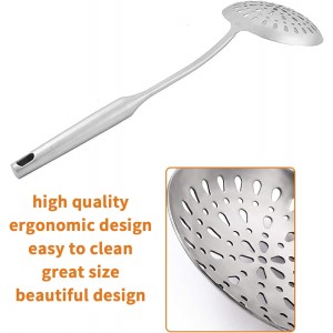TBWHL Skimmer Slotted Spoon, Slotted Spoons for Cooking, Heavy Duty 304 Stainless Steel Slotted Spoon with Vacuum Ergonomic Handle, Comfortable Grip Design Strainer Ladle for Kitchen, 14.96 Inches