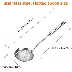 TBWHL Skimmer Slotted Spoon, Slotted Spoons for Cooking, Heavy Duty 304 Stainless Steel Slotted Spoon with Vacuum Ergonomic Handle, Comfortable Grip Design Strainer Ladle for Kitchen, 14.96 Inches