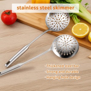 TBWHL Skimmer Slotted Spoon, Slotted Spoons for Cooking, Heavy Duty 304 Stainless Steel Slotted Spoon with Vacuum Ergonomic Handle, Comfortable Grip Design Strainer Ladle for Kitchen, 14.96 Inches