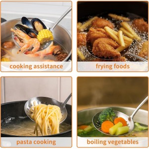 TBWHL Skimmer Slotted Spoon, Slotted Spoons for Cooking, Heavy Duty 304 Stainless Steel Slotted Spoon with Vacuum Ergonomic Handle, Comfortable Grip Design Strainer Ladle for Kitchen, 14.96 Inches