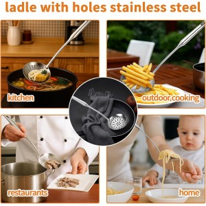 TBWHL Skimmer Slotted Spoon, Slotted Spoons for Cooking, Heavy Duty 304 Stainless Steel Slotted Spoon with Vacuum Ergonomic Handle, Comfortable Grip Design Strainer Ladle for Kitchen, 14.96 Inches