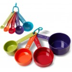 Farberware Kitchen Basics Measuring Cup & Spoon Set – 9-Piece Colorful Nesting Stackable Cups & Spoons with Ring Organizer, Easy-Read Markings for Cooking & Baking, Durable Plastic Kitchen Tools