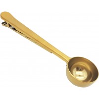 Coffee Scoop, Stainless Steel Golden Multi Function Coffee Measuring Spoon，Great Measuring Coffee, Tea，Protein Powder, Instant Drinks More - Perfect Coffee Spoon Bag Clip