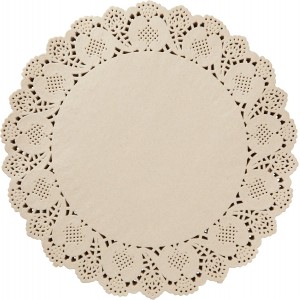 Juvale Paper Placemats - 12-Inch Round, Brown, 250 Count - Disposable Placemats & Lace Doilies - Paper Chargers for Dinner Plates - Tea Party Decorations & Wedding Table Decor
