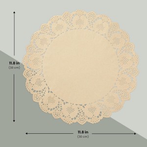 Juvale Paper Placemats - 12-Inch Round, Brown, 250 Count - Disposable Placemats & Lace Doilies - Paper Chargers for Dinner Plates - Tea Party Decorations & Wedding Table Decor