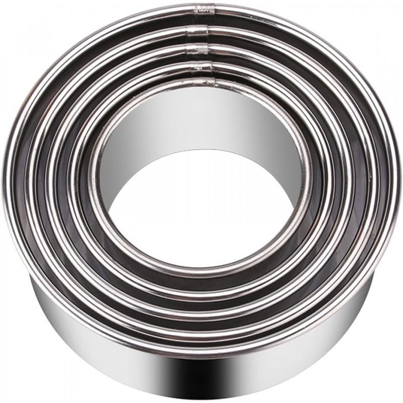 5 Pieces Biscuit Cookie Cutters Set,Stainless Steel Circle Round Cookie Biscuit Cutters in Graduated Sizes Shape Molds for Pastries Doughs Doughnuts