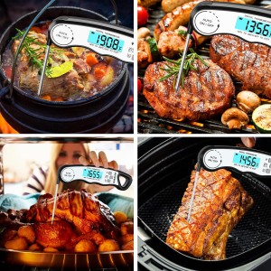 GDEALER Meat Thermometer Digital Instant Read Food Thermometer Waterproof Ultra-Fast for Grill Cooking Kitchen with Backlight & Calibration
