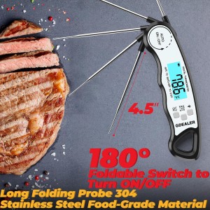 GDEALER Meat Thermometer Digital Instant Read Food Thermometer Waterproof Ultra-Fast for Grill Cooking Kitchen with Backlight & Calibration