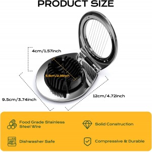 Egg Slicer, BIBURY Egg Slicer for Hard Boiled Eggs, Heavy Duty Egg Cutter for Egg Strawberry Mushroom Soft Fruit, Stainless Steel Wire with 3 Slicing Styles, Easy to Clean