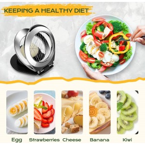 Egg Slicer, BIBURY Egg Slicer for Hard Boiled Eggs, Heavy Duty Egg Cutter for Egg Strawberry Mushroom Soft Fruit, Stainless Steel Wire with 3 Slicing Styles, Easy to Clean