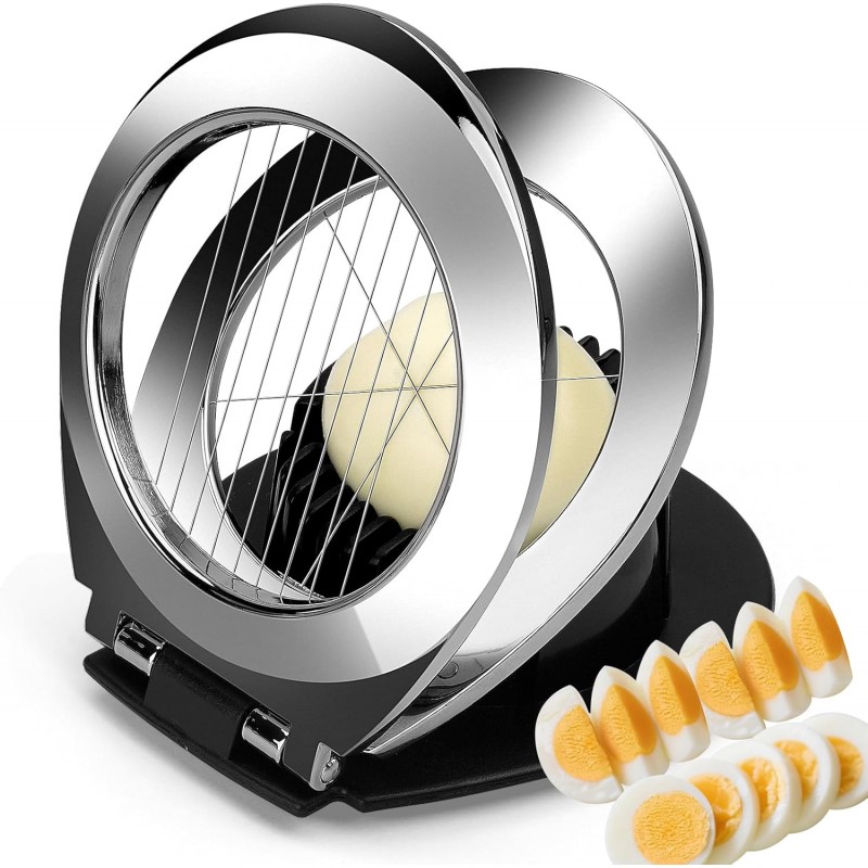 Egg Slicer, BIBURY Egg Slicer for Hard Boiled Eggs, Heavy Duty Egg Cutter for Egg Strawberry Mushroom Soft Fruit, Stainless Steel Wire with 3 Slicing Styles, Easy to Clean