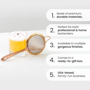 A Bar Above Stainless Steel Fine Mesh Cocktail Strainer, 304 Conical Sieve with Ergonomic Handle, Rustproof Bartender Tool for Double-Straining Tea, Coffee, Kombucha, and Culinary Prep