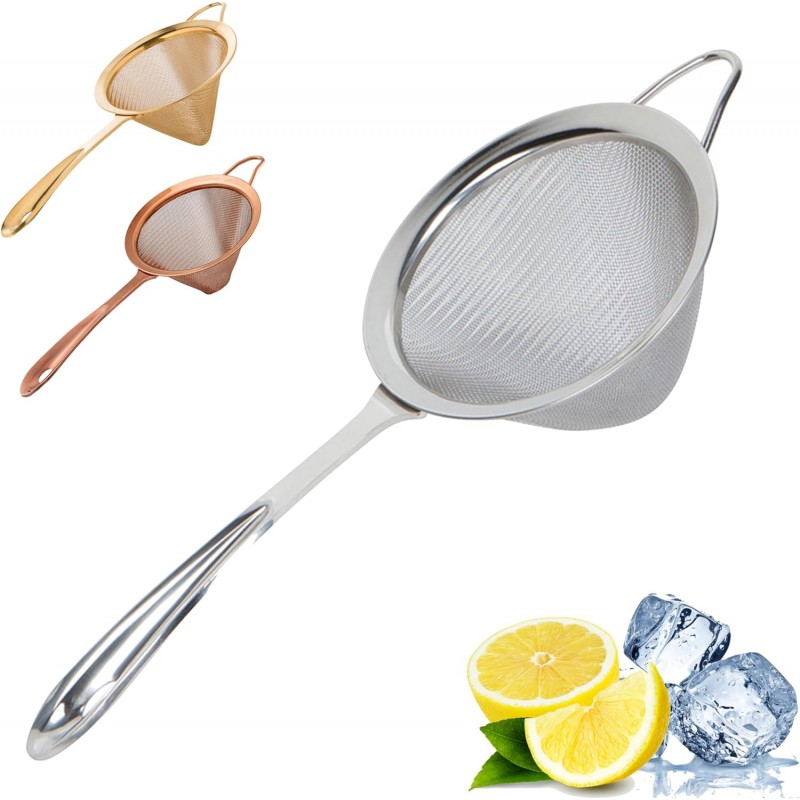 A Bar Above Stainless Steel Fine Mesh Cocktail Strainer, 304 Conical Sieve with Ergonomic Handle, Rustproof Bartender Tool for Double-Straining Tea, Coffee, Kombucha, and Culinary Prep