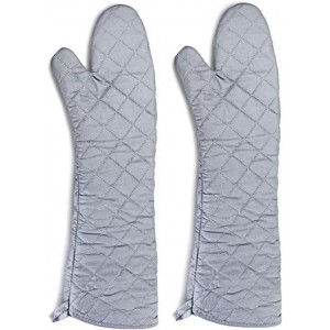 Extra Long Oven Mitts Heat Resistant Cotton Lining Oven Thick Gloves Kitchen Food Service Mittens for Pot Holders Cooking Baking BBQ (24 Inch Silver -1pair)
