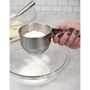 RSVP International Endurance® Stainless Steel Vintage One-Hand Sifter, 1 Cup | Top Cakes, Sift Flour, Marinade BBQ & More | Dishwasher Safe | Powder Sugar, Sift Flour, Spread Toppings & More