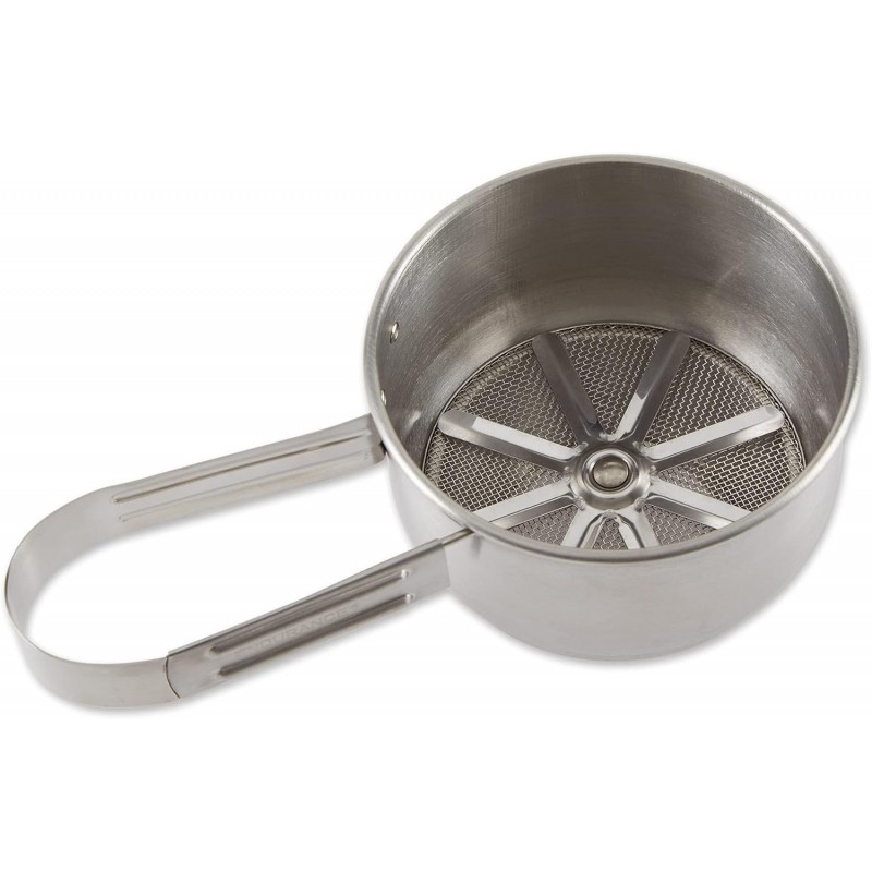 RSVP International Endurance® Stainless Steel Vintage One-Hand Sifter, 1 Cup | Top Cakes, Sift Flour, Marinade BBQ & More | Dishwasher Safe | Powder Sugar, Sift Flour, Spread Toppings & More