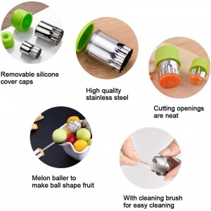 Cookie Cutter Sets for Kids, LetGoShop 12 Shapes Biscuit Cutters Baking Mold with Safty Handle and 10 Cartoon Food Fork, Stainless Steel Mini Vegetables and Fruits Cutters for Kids Lunch