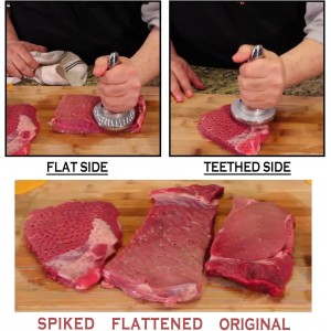 Reversible Meat Tenderizer and Pounder Dual Sided Meat Tenderizer Mallet Marinating Prep Tool