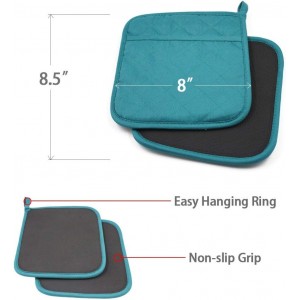 2Pcs Cotton and Neoprene Oven Pads Pot Holders with Pocket 8