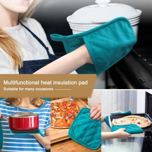 2Pcs Cotton and Neoprene Oven Pads Pot Holders with Pocket 8