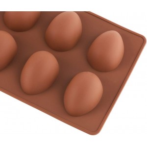 8 Cavity Silicone Egg Pan, Egg Tray, Egg Shape Ice Tray, Silicone Baking Supplies for Cake Decorating, Chocolate, Candy, Jello, Baking Pan for Muffin, Bread and More, Set of 2