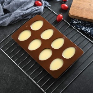 8 Cavity Silicone Egg Pan, Egg Tray, Egg Shape Ice Tray, Silicone Baking Supplies for Cake Decorating, Chocolate, Candy, Jello, Baking Pan for Muffin, Bread and More, Set of 2