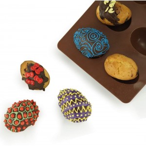 8 Cavity Silicone Egg Pan, Egg Tray, Egg Shape Ice Tray, Silicone Baking Supplies for Cake Decorating, Chocolate, Candy, Jello, Baking Pan for Muffin, Bread and More, Set of 2