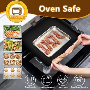 P&P CHEF 10.4 Inch Baking Sheet Pan with Rack Set, Stainless Steel Cookie Sheet Pan Tray with Cooling Rack for Oven Use, Cooking Roasting, Non Toxic & Dishwasher Safe, Heavy Duty