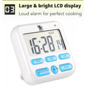 H&S Digital Kitchen Timer for Cooking - Magnetic Countdown Timer with Large LCD Display & Loud Alarm - Oven Timers with Alarm - Stop Watch Clock for Food