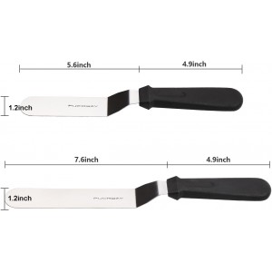 Angled Icing Spatula, Stainless Steel Offset Spatula, Cake Spatula Set of 2 Black 6, 8 inch Blade