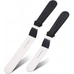 Angled Icing Spatula, Stainless Steel Offset Spatula, Cake Spatula Set of 2 Black 6, 8 inch Blade