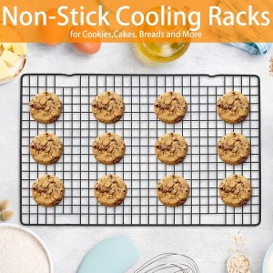 Tebery 4 Pack Black Heavy-Duty Wire Cooking Rack Baking Racks, Nonstick Baking & Cooling Grid for Roasting, Cooking, Grilling, Drying - 16