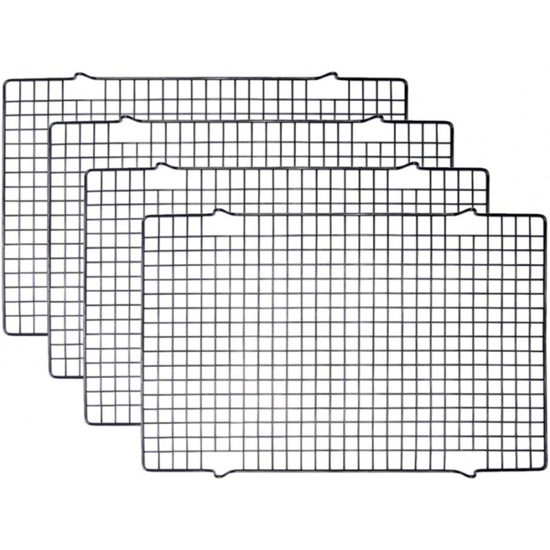 Tebery 4 Pack Black Heavy-Duty Wire Cooking Rack Baking Racks, Nonstick Baking & Cooling Grid for Roasting, Cooking, Grilling, Drying - 16