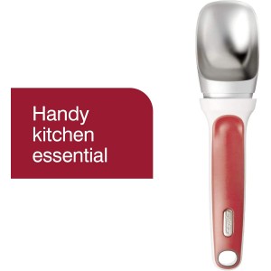 Zyliss Right Scoop Ice Cream Scoop - Ergonomic, Dishwasher-Safe Ice Cream Scooper Perfect for Gelato, Sorbet, Frozen Yogurt & More - Red