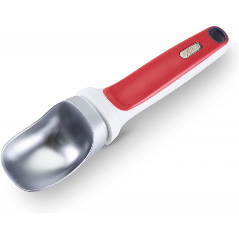Zyliss Right Scoop Ice Cream Scoop - Ergonomic, Dishwasher-Safe Ice Cream Scooper Perfect for Gelato, Sorbet, Frozen Yogurt & More - Red