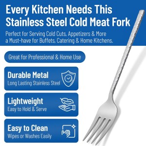 Carlisle FoodService Products 60202 Hammered Stainless Steel Cold Meat Fork, 12