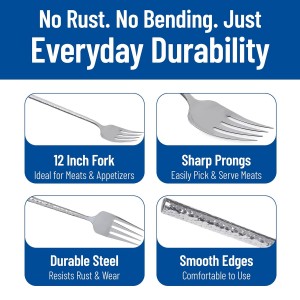 Carlisle FoodService Products 60202 Hammered Stainless Steel Cold Meat Fork, 12