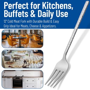 Carlisle FoodService Products 60202 Hammered Stainless Steel Cold Meat Fork, 12