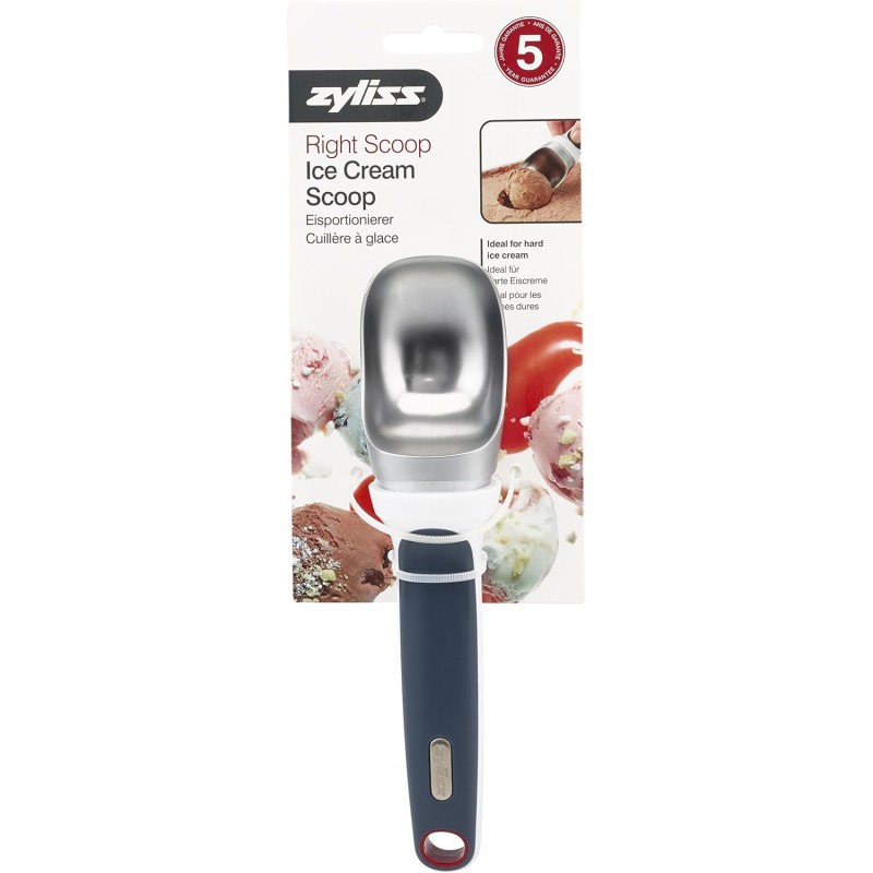 Zyliss E980087 Ice Cream Scoop, 18.5cm/7.25in, Aluminium, Grey, Scoop for Ice Cream/Gelato/Clotted Cream/Sorbet/Mashed Potato, Dishwasher Safe