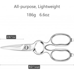 LIVINGO Kitchen Forged Shears Heavy Duty Come Apart Ultra Sharp Multi-function Stainless Steel Scissors Bottle Opener, Nut Cracker 8.5 inch