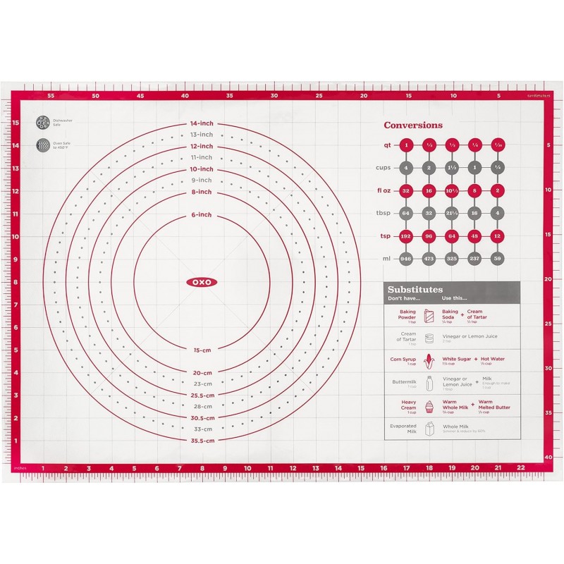 OXO Good Grips Non-Slip Silicone Pastry Mat with Built-In Measurements