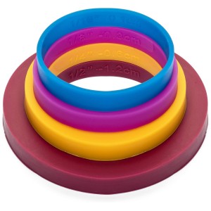 GreenOlive Rolling Pin Guide Ring Spacer Bands (8 Piece Set) Multicolored Flexible Silicone Slip On Baking Accessories Fit 1 3/4” to 2” Wide Dough Rollers
